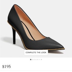 Black leather Coach 3.5” heels size 7.5